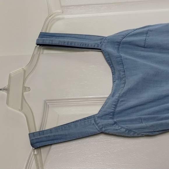 The impeccable pig tank top blouse denim blue chambray medium summer smocked - Picture 2 of 10